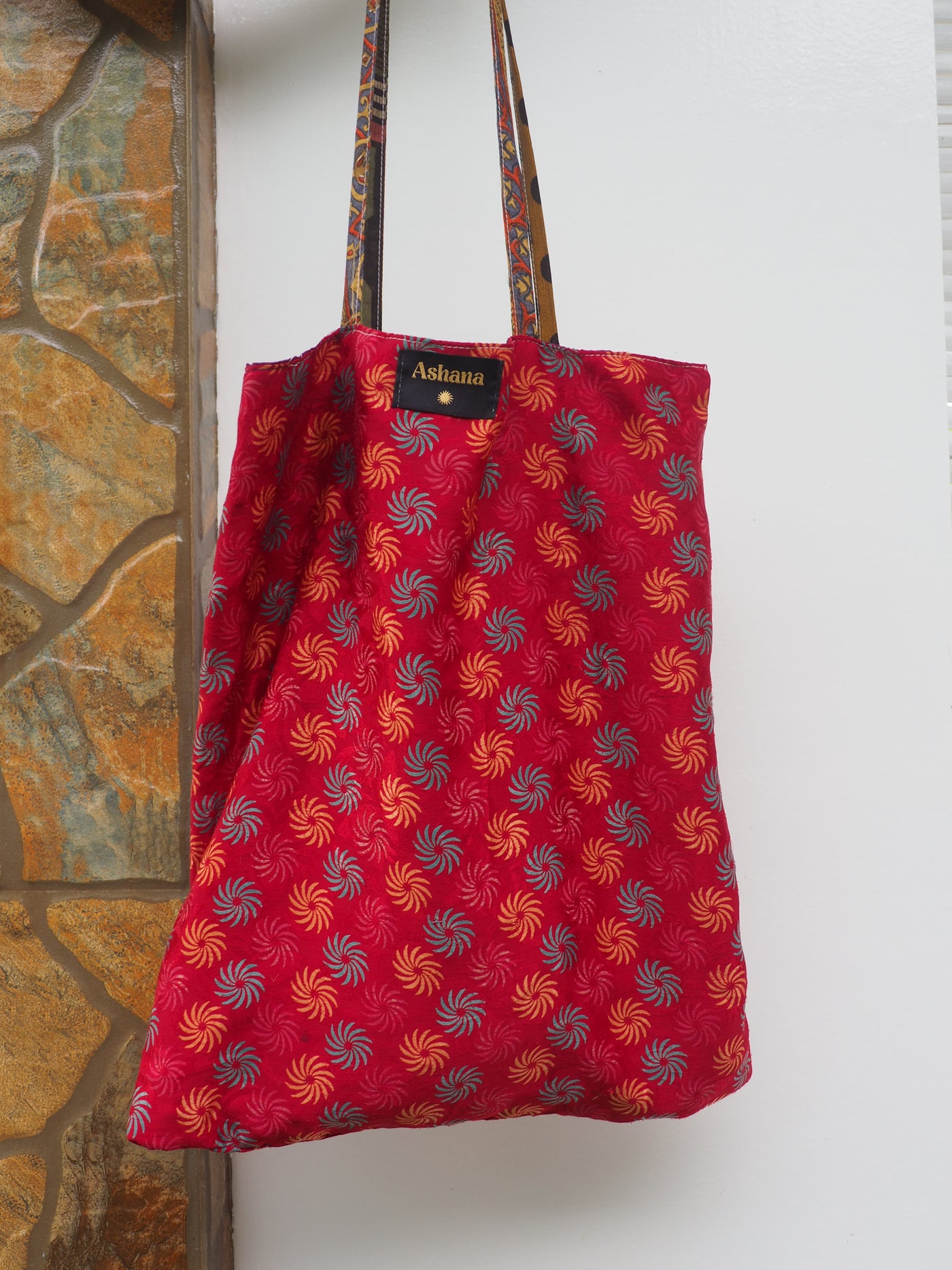 Big Reversible Silk Bag - Red & Purple