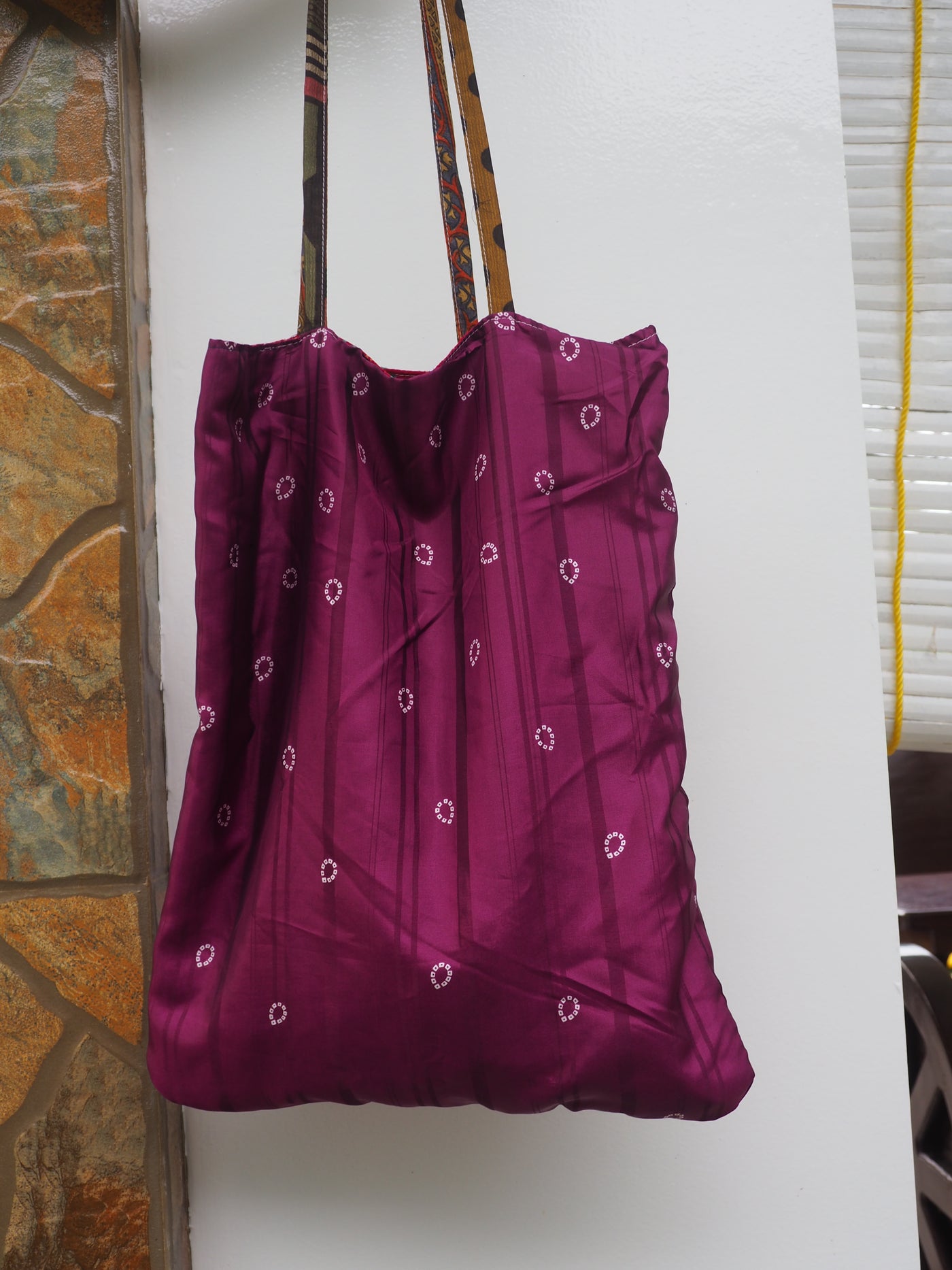 Big Reversible Silk Bag - Red & Purple