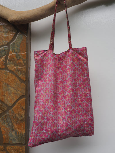 Small Reversible Silk Bag - Orange & Pink