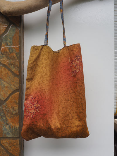 Small Reversible Silk Bag - Beige, Orange & Yellow