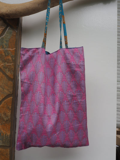 Small Reversible Silk Bag - Pink, Lilac & Blue