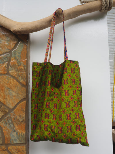 Small Reversible Silk Bag - Orange & Green