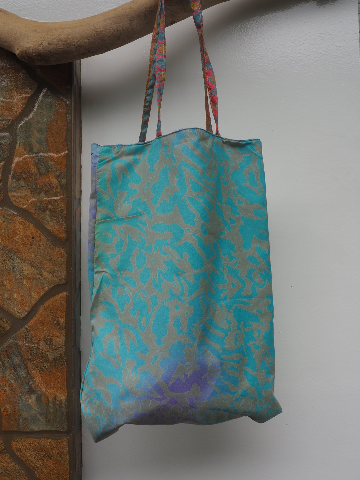 Small Reversible Silk Bag - Blue