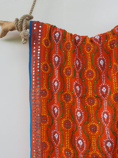 Embroidered Pareo - Tangerine White (AP28)