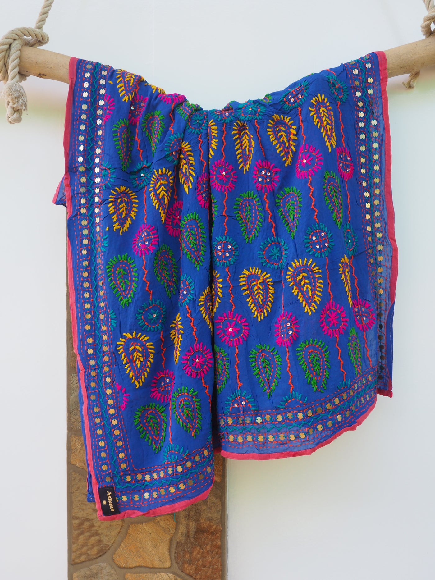 Embroidered Pareo - Persian Blue (AP17)