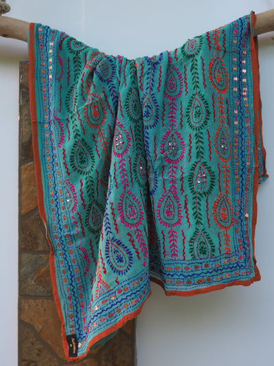 Embroidered Pareo - Turquoise Blue (AP29)
