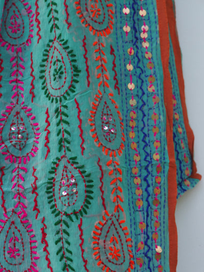 Embroidered Pareo - Turquoise Blue (AP29)