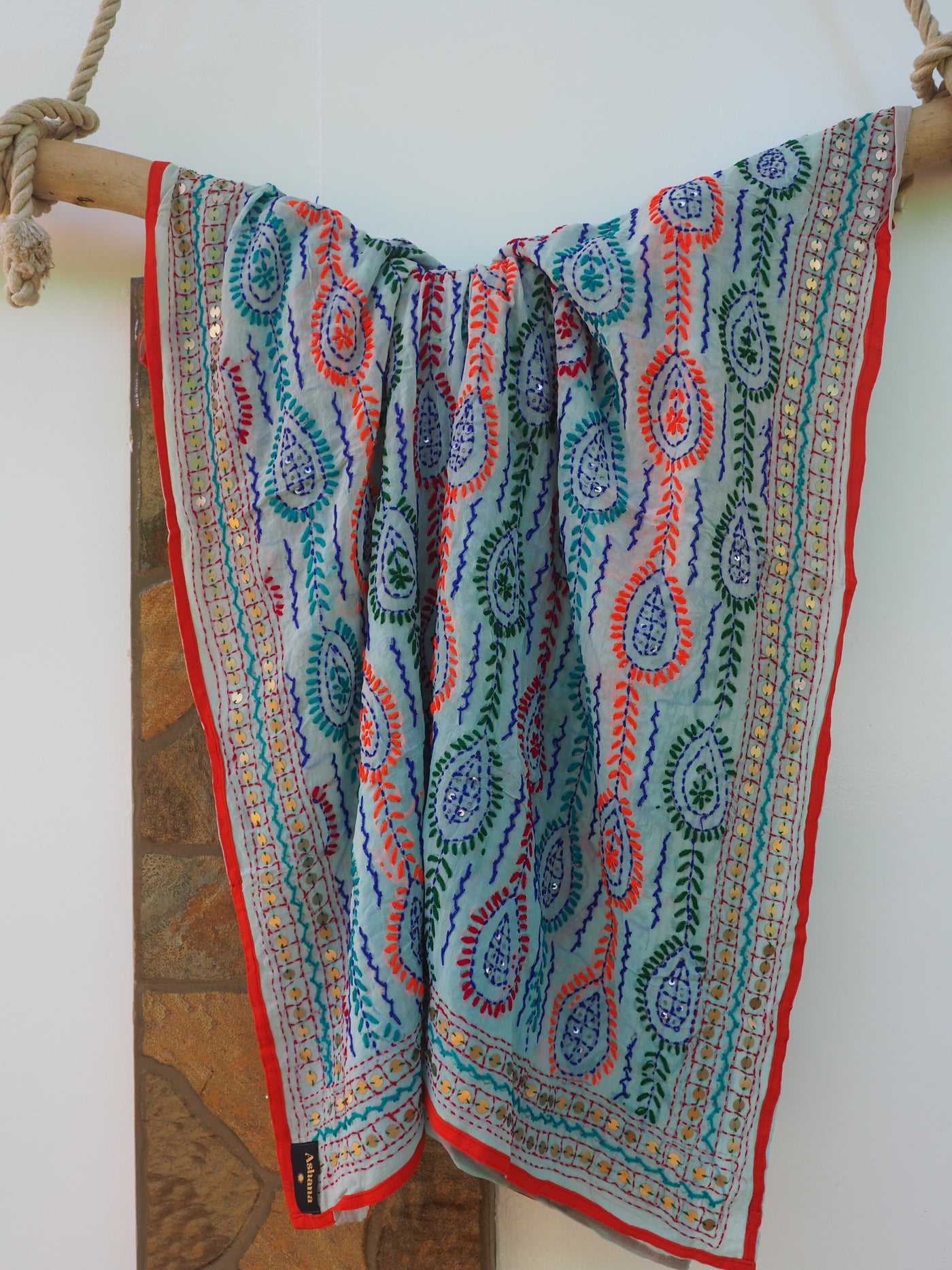 Embroidered Pareo - Light Blue (AP40)