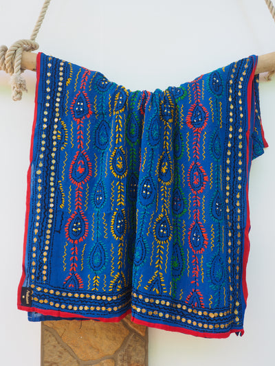 Embroidered Pareo - Electric Blue (AP08)