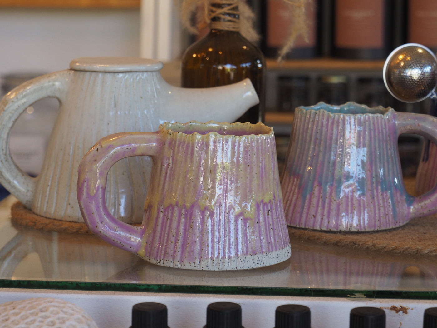 Mia Casal Handmade Ceramic Mug - Pastel Pink & Light Blue