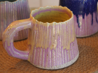 Mia Casal Handmade Ceramic Mug - Pastel Pink & Lime