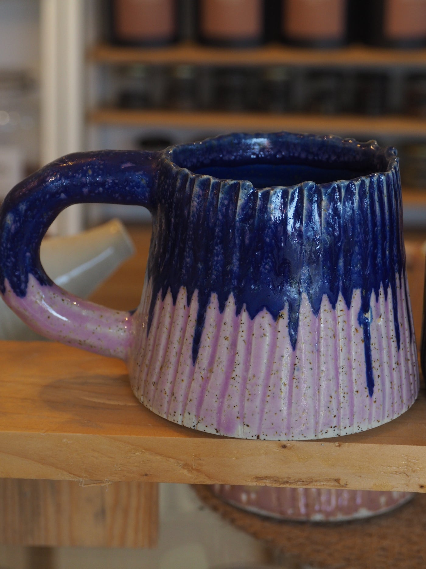 Mia Casal Handmade Ceramic Mug - Pastel Pink & Electric Blue