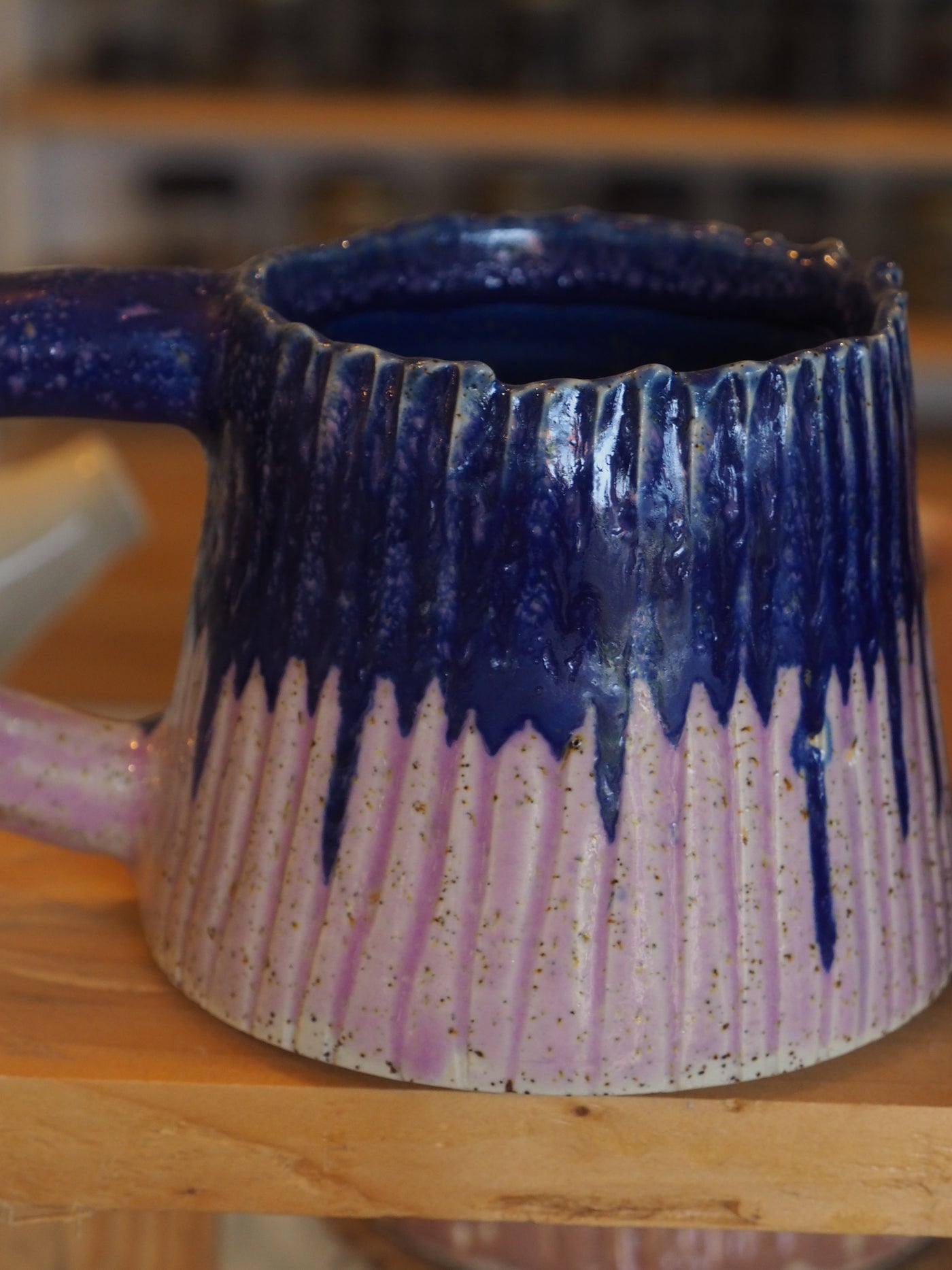 Mia Casal Handmade Ceramic Mug - Pastel Pink & Electric Blue