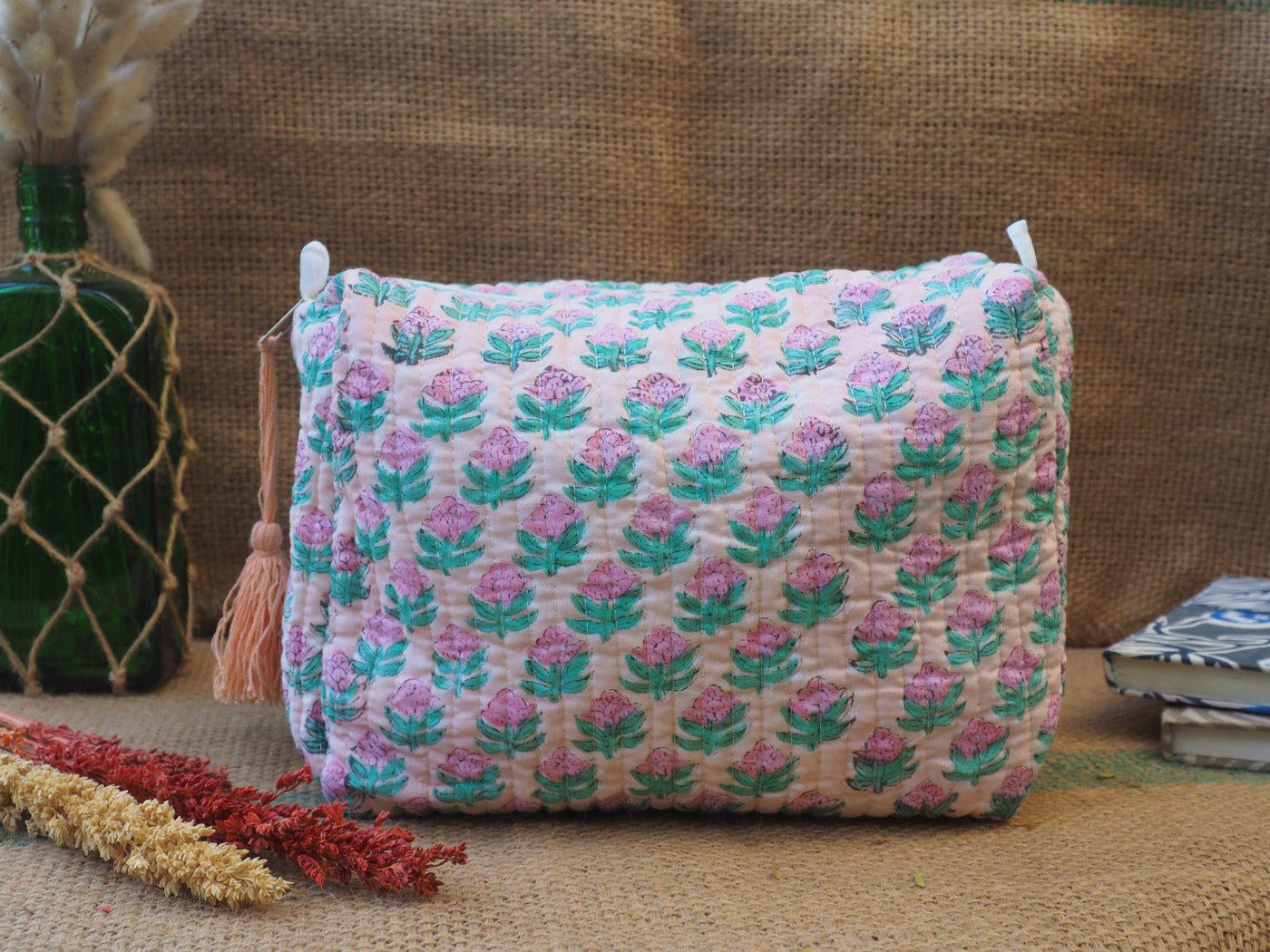 Indi Pouch Medium - Bubble Pink & Jade IPM05