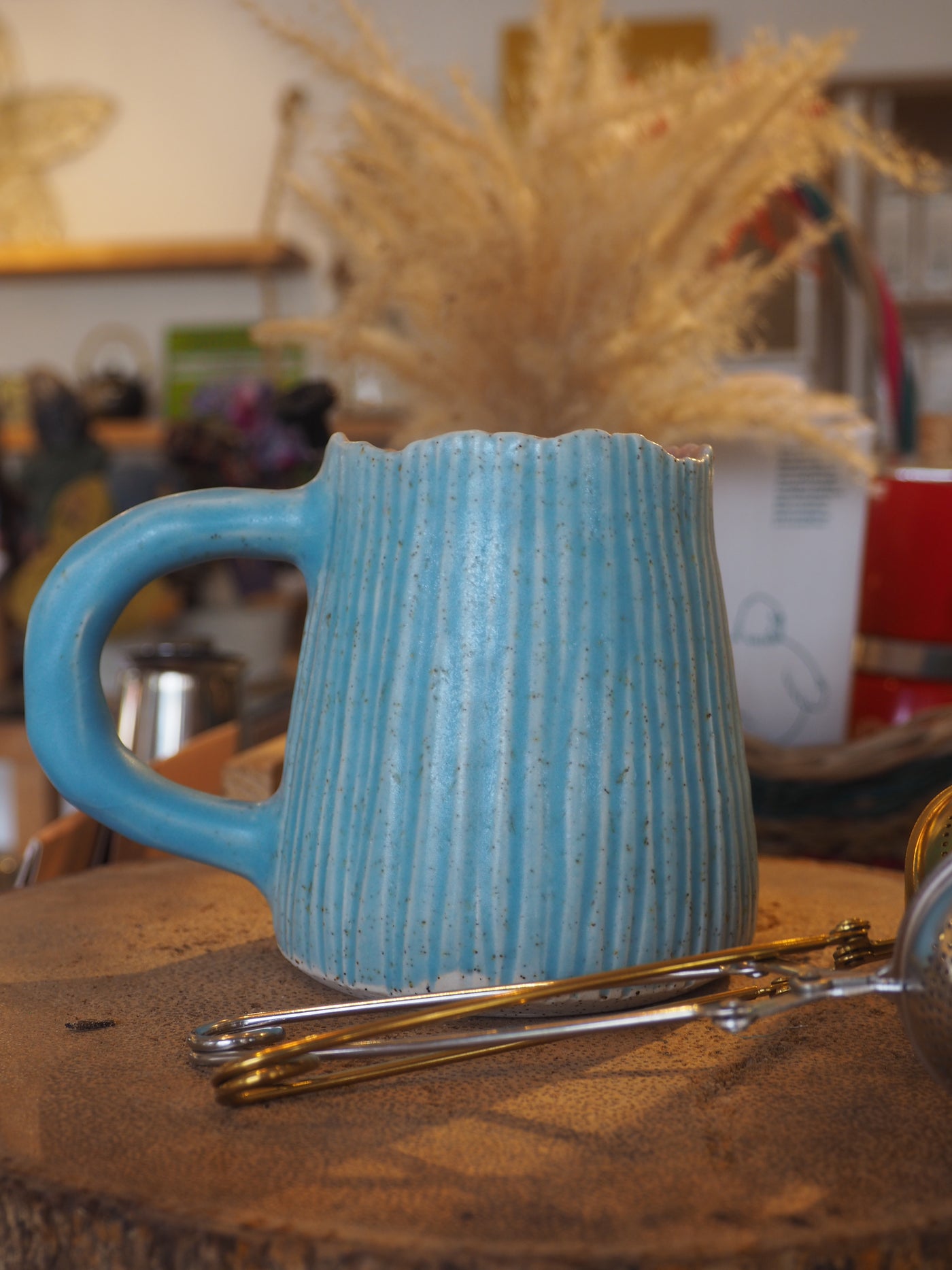 Mia Casal Handmade Ceramic Mug - Light Blue & Pink