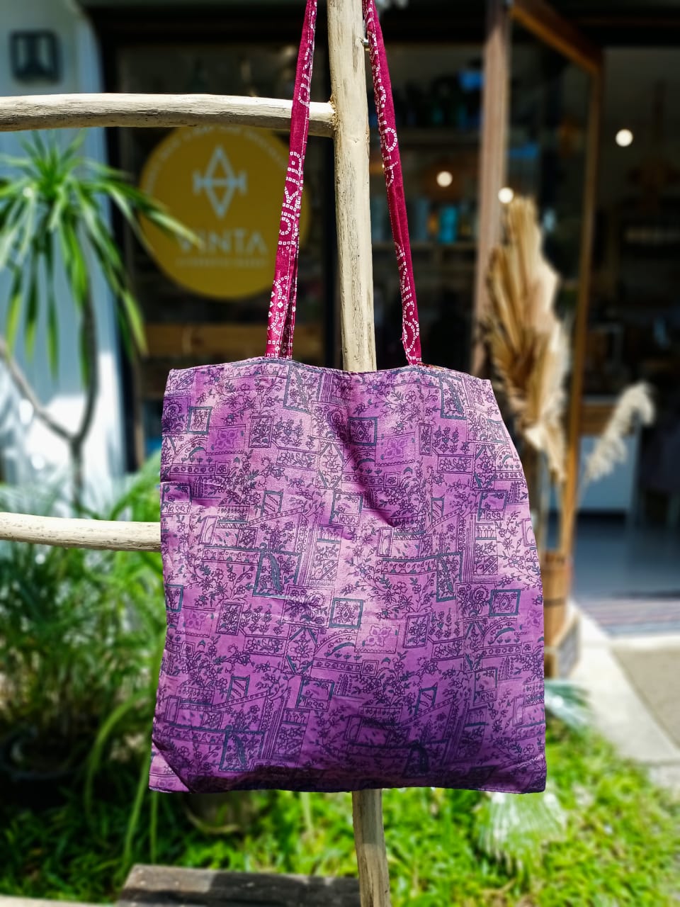 Big Reversible Silk Bag - Lilac
